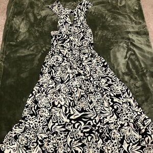 Floral Black and White Maxi Dress